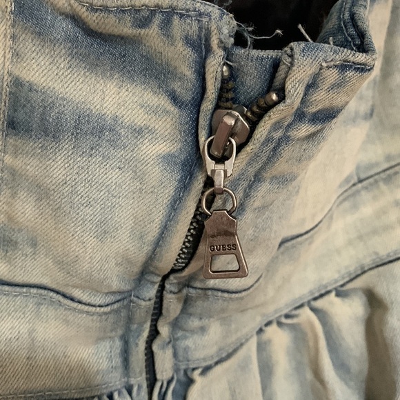 Vintage Late 80s Early 90s Guess Strapless Acid Wash Denim Bubble Mini Dress - Picture 7 of 9